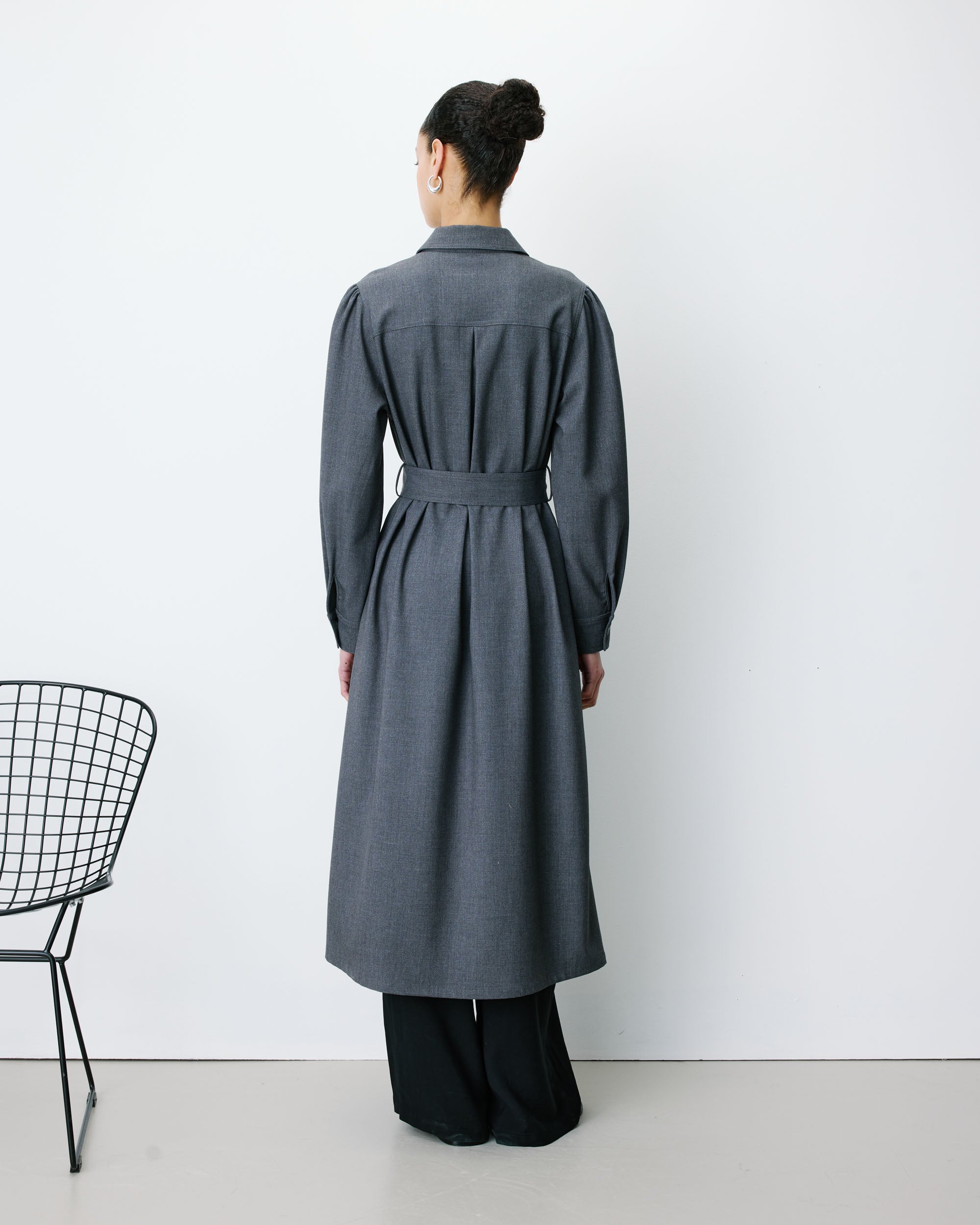 Vestido camisero largo anthracite Arella