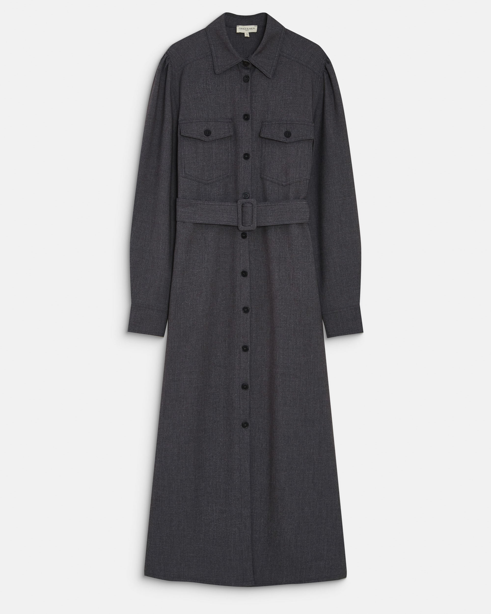 Vestido camisero largo anthracite Arella