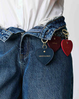 Porte-clés cœur en cuir cherry Aria