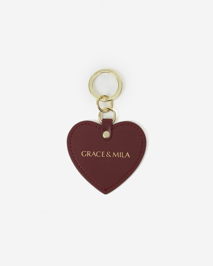 Porte-clés cœur en cuir cherry Aria