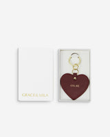 Porte-clés cœur en cuir cherry Aria