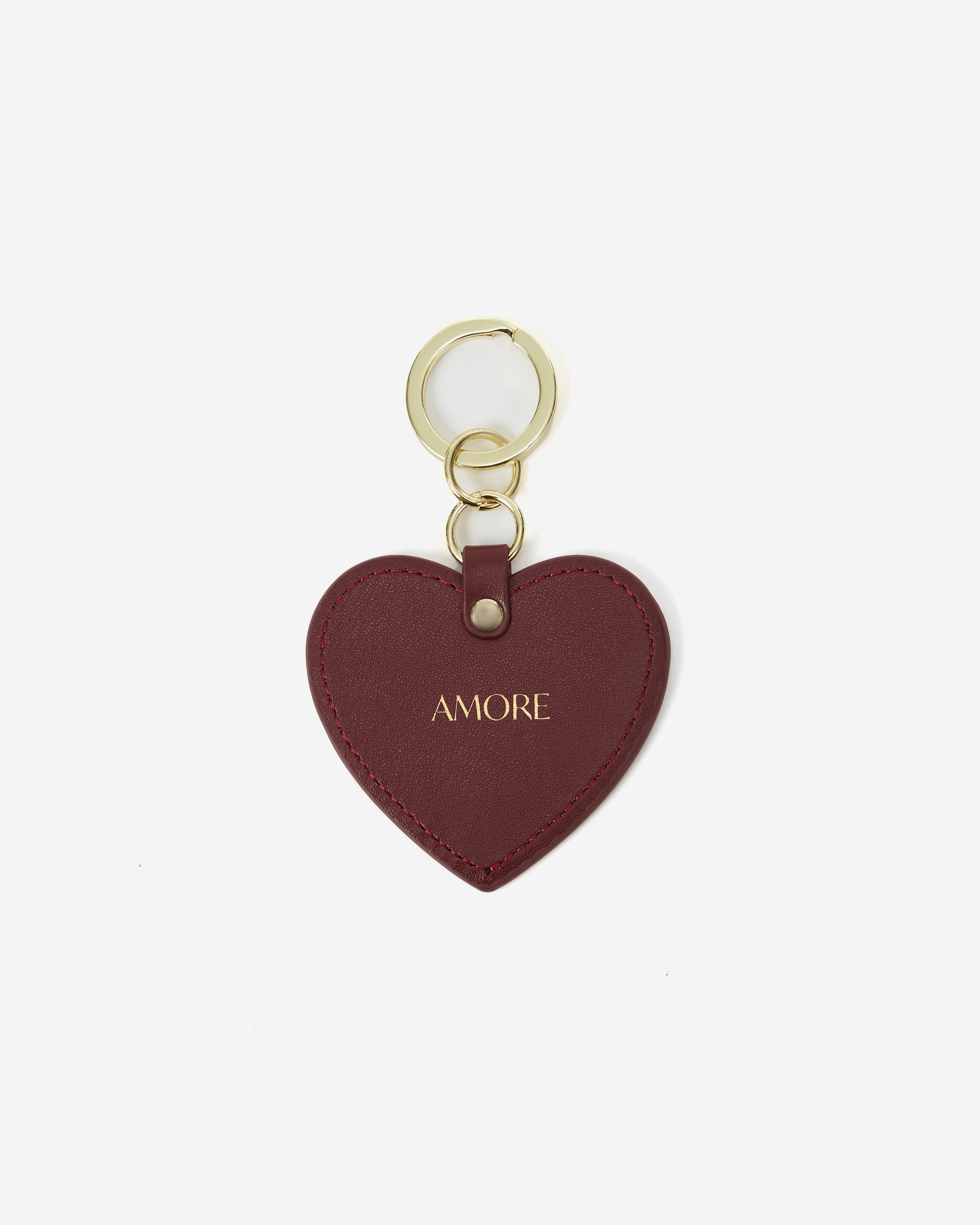 Porte-clés cœur en cuir cherry Aria