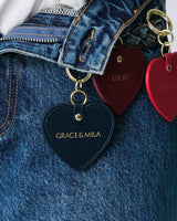 Porte-clés cœur en cuir marine Aria