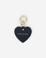 Porte-clés cœur en cuir marine Aria