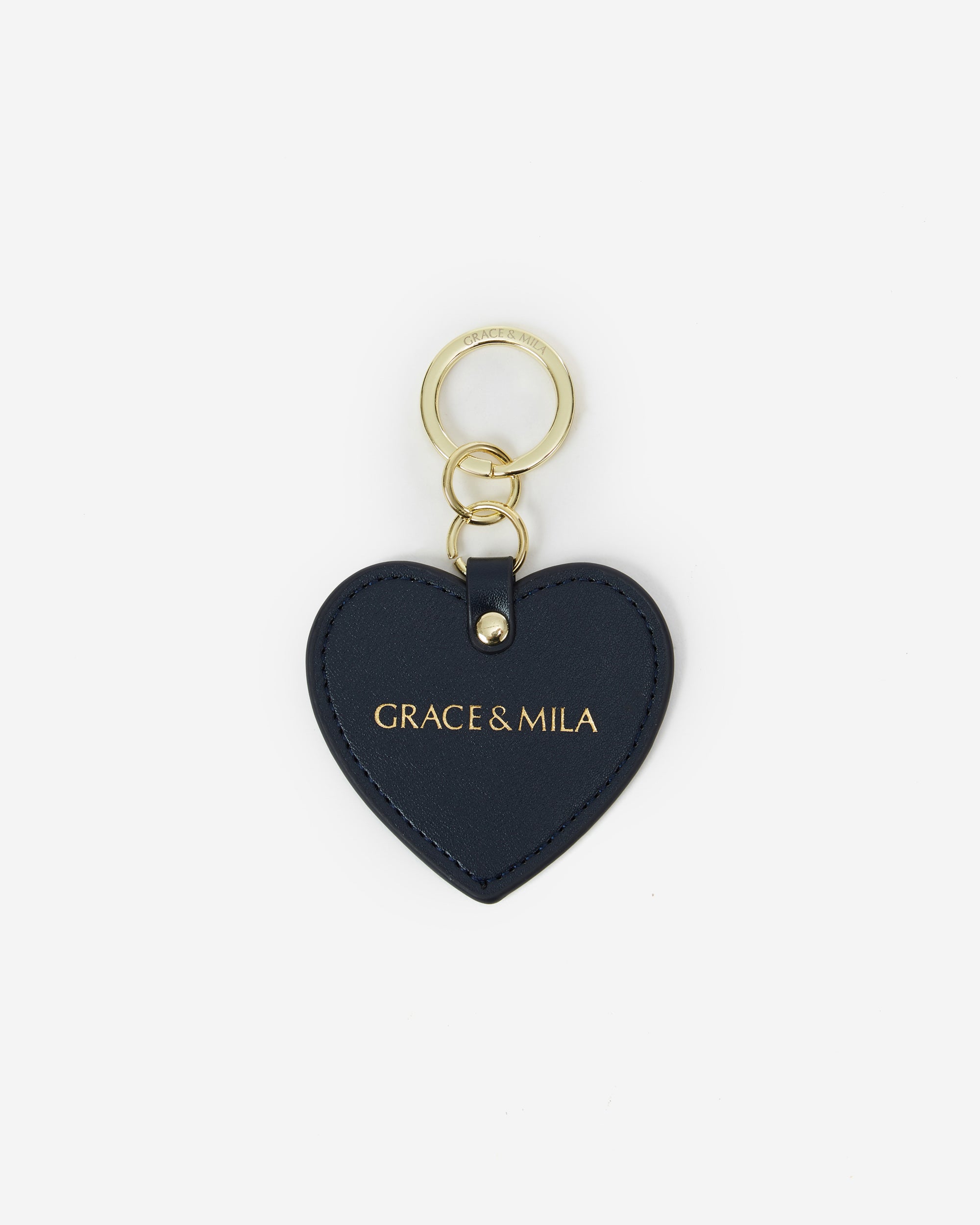 Porte-clés cœur en cuir marine Aria