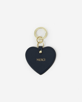 Porte-clés cœur en cuir marine Aria