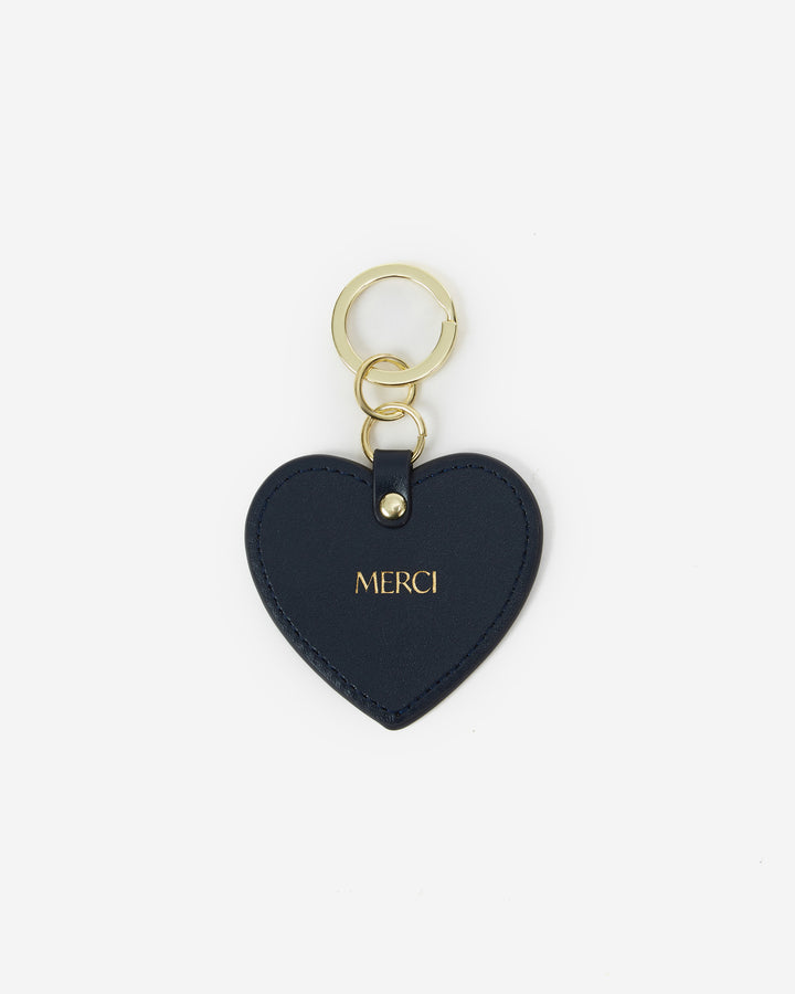 Porte-clés cœur en cuir marine Aria