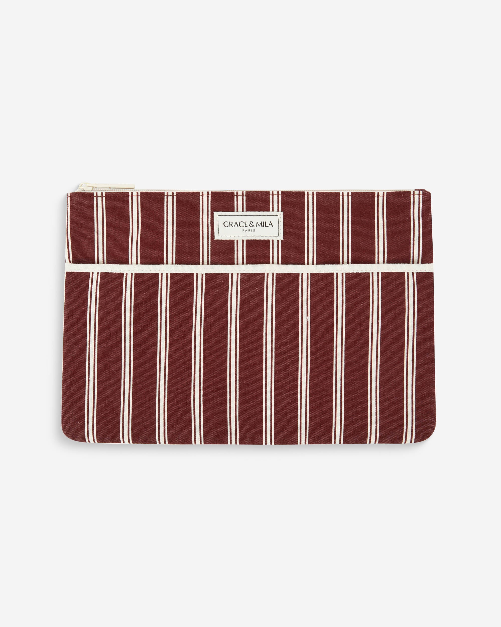 Pochette d'ordinateur en toile rayée cherry Alina