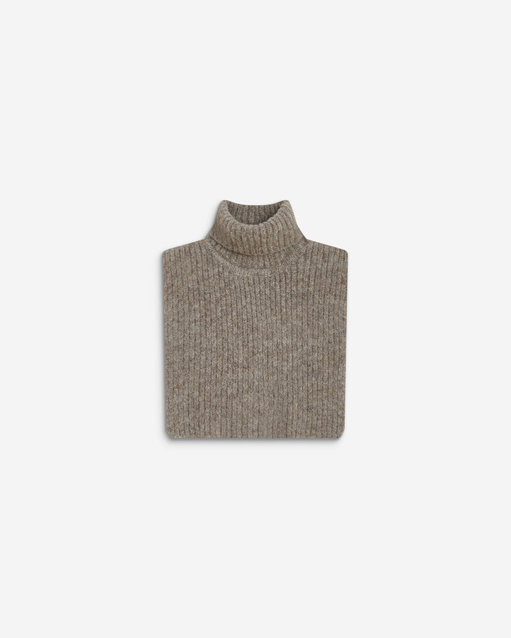 Cache-cou col roulé en maille taupe Ansel