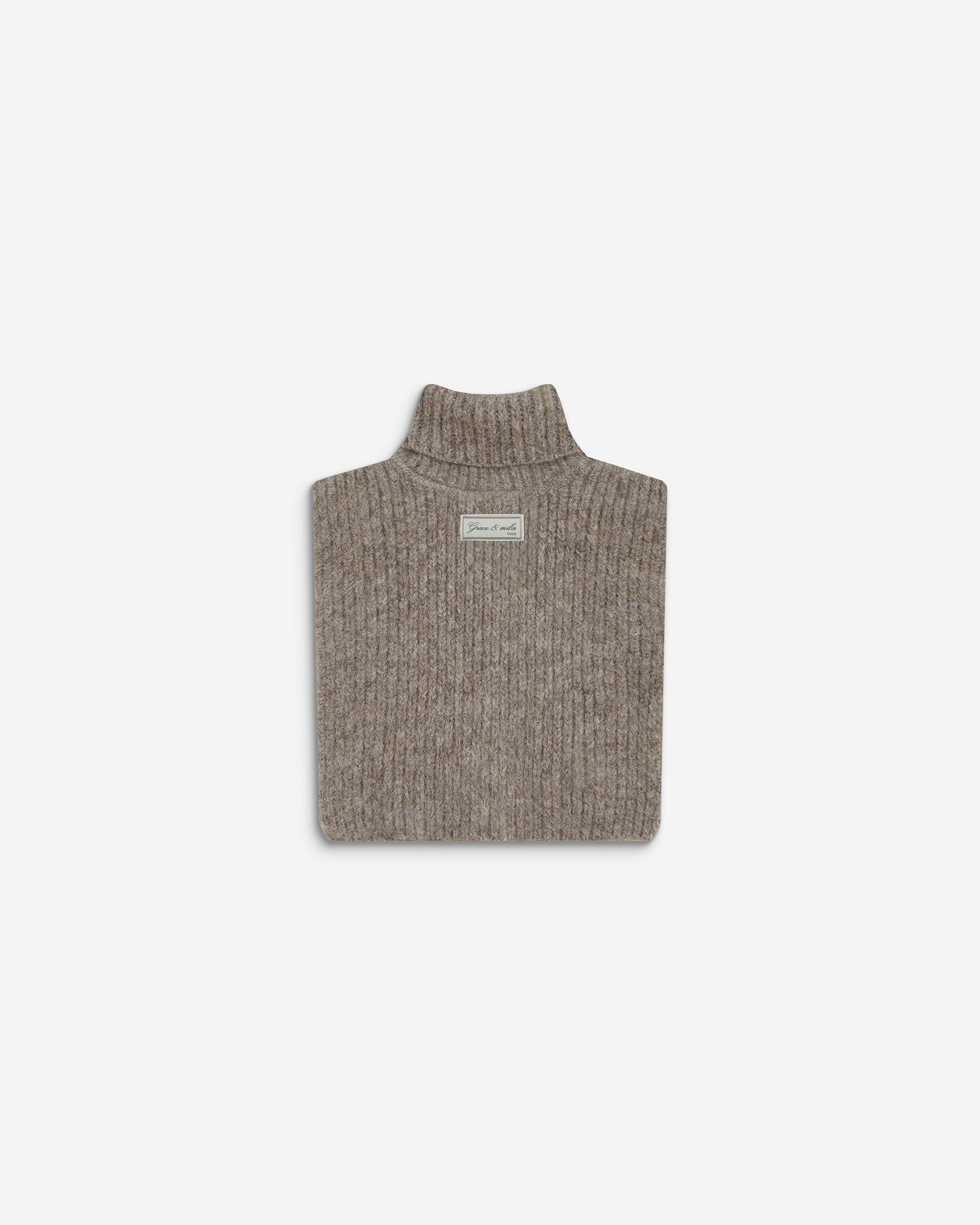 Cache-cou col roulé en maille taupe Ansel