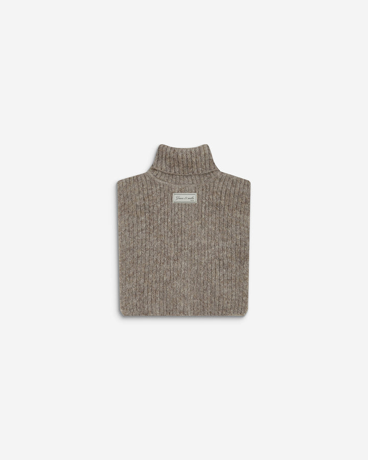 Cache-cou col roulé en maille taupe Ansel