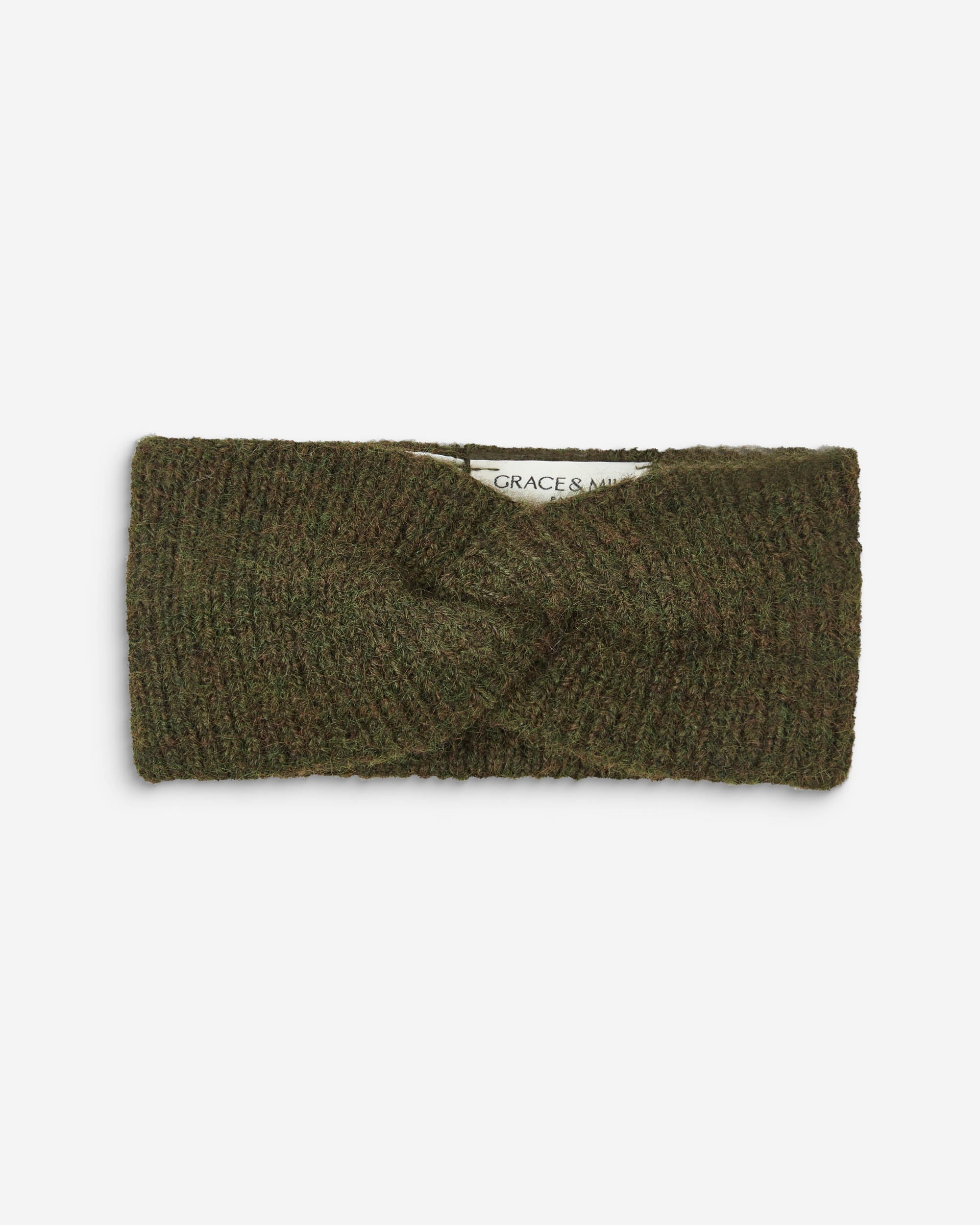 Bandeau croisé en maille kaki Auden