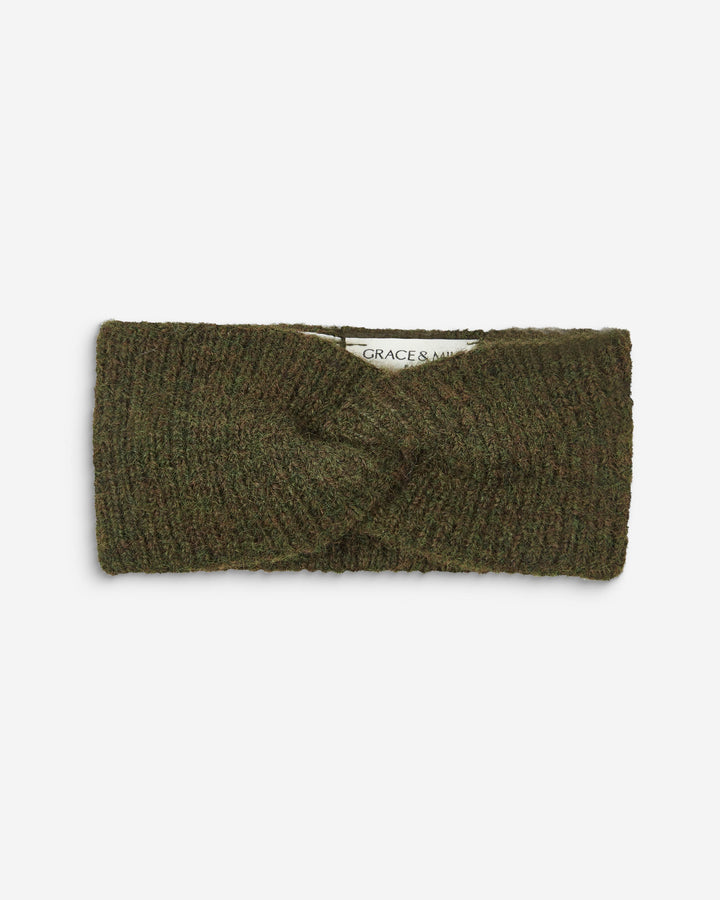 Bandeau croisé en maille kaki Auden