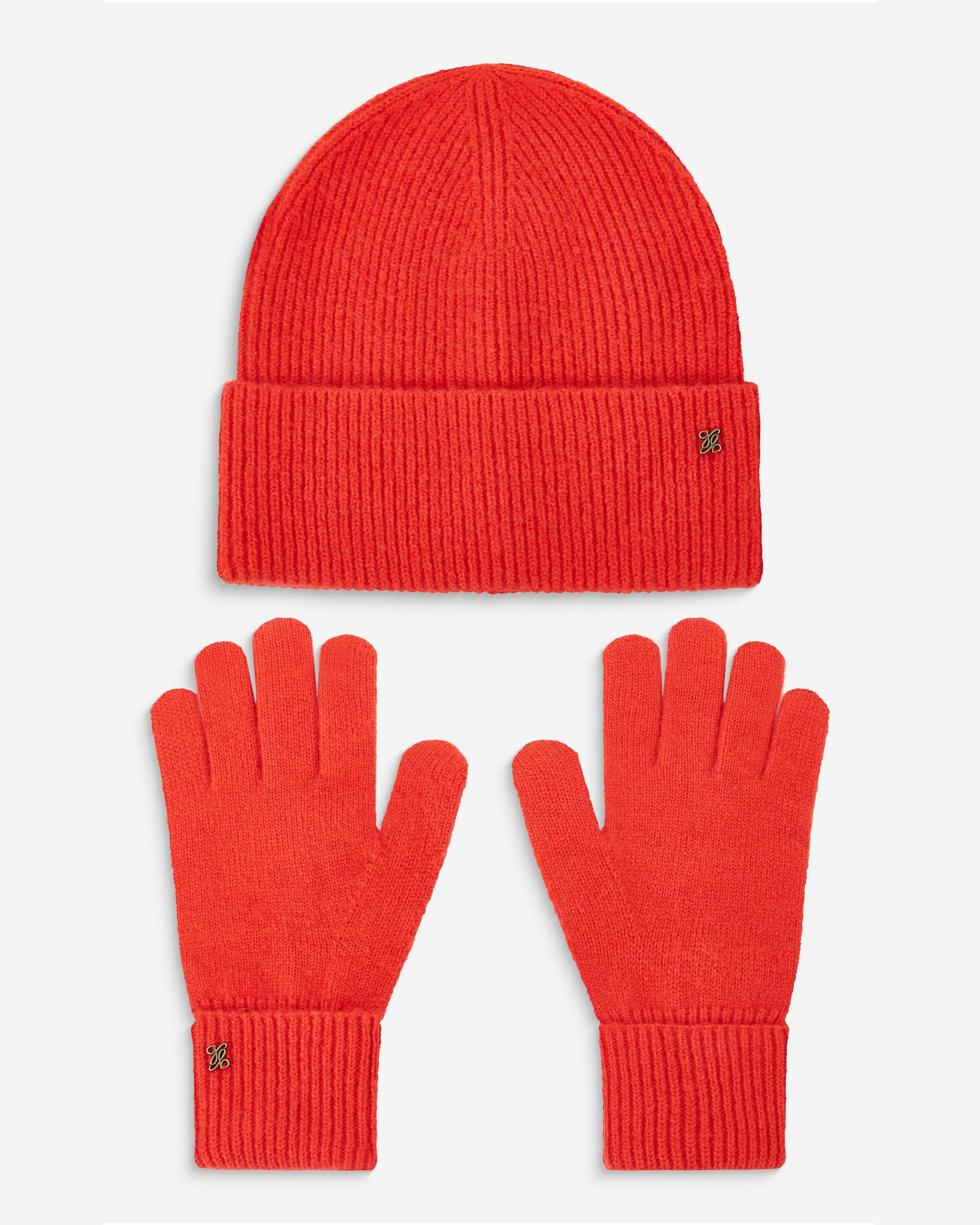 Duo bonnet et gants en maille sanguine Anicet