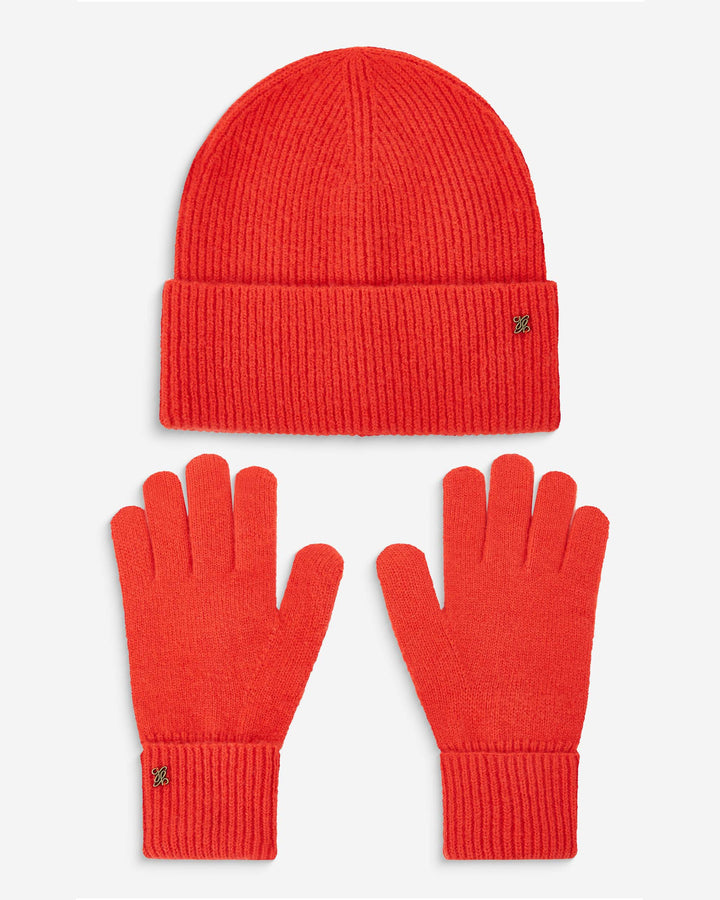 Duo bonnet et gants en maille sanguine Anicet