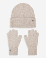 Duo bonnet et gants en maille taupe Anicet