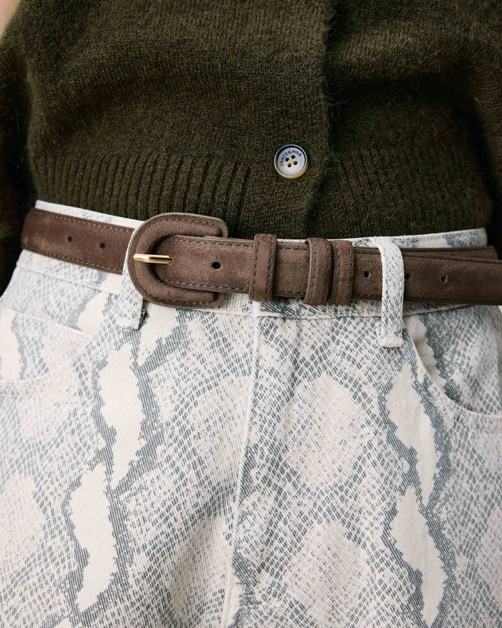 Suede-effect belt taupe Scotland