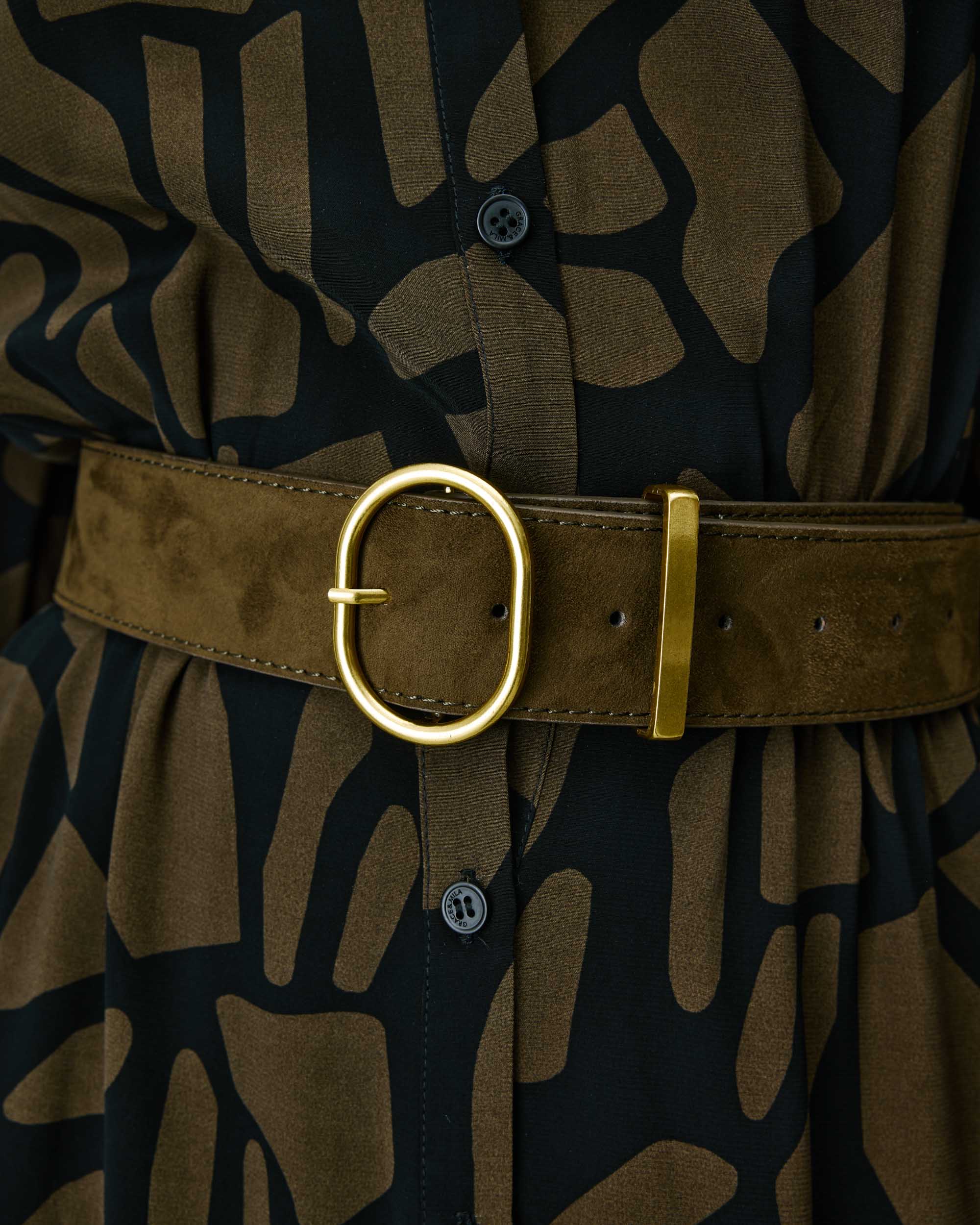 Ceinture en suédine boucle doré kaki Swinton