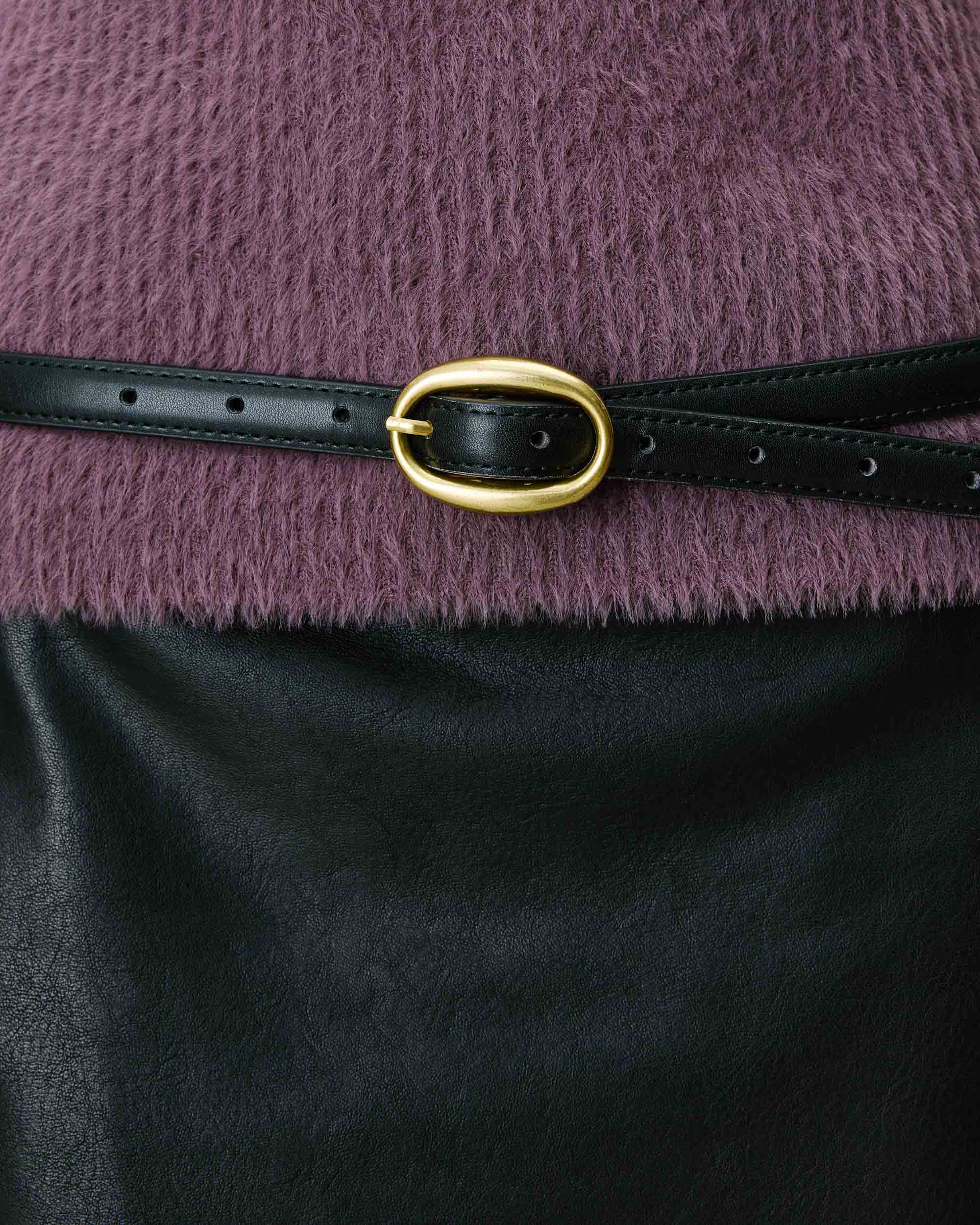 Ceinture fine en similicuir noir Abel