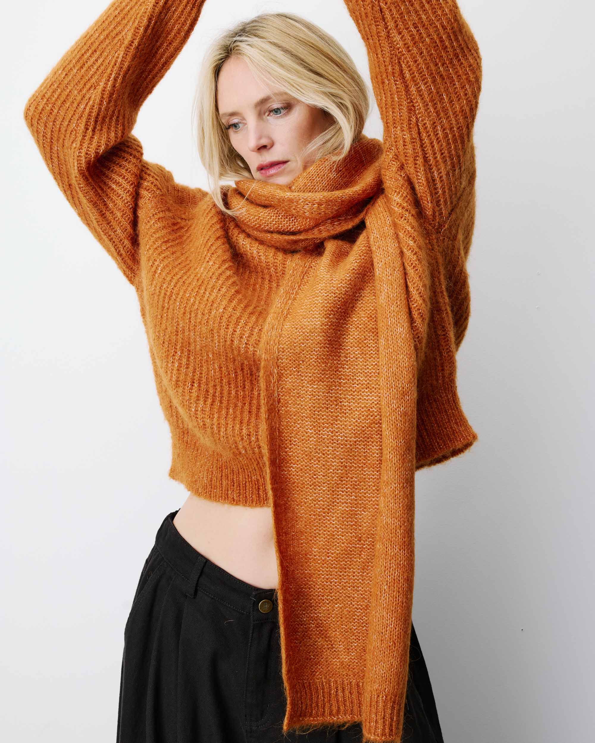 Alpaca wool-blend scarf camel Aglae