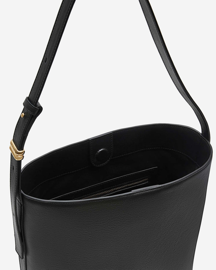 Sac seau en cuir de vachette noir Le come