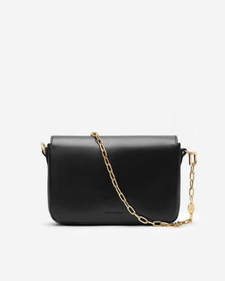 Sac bandoulière en cuir de vachette noir Le jules