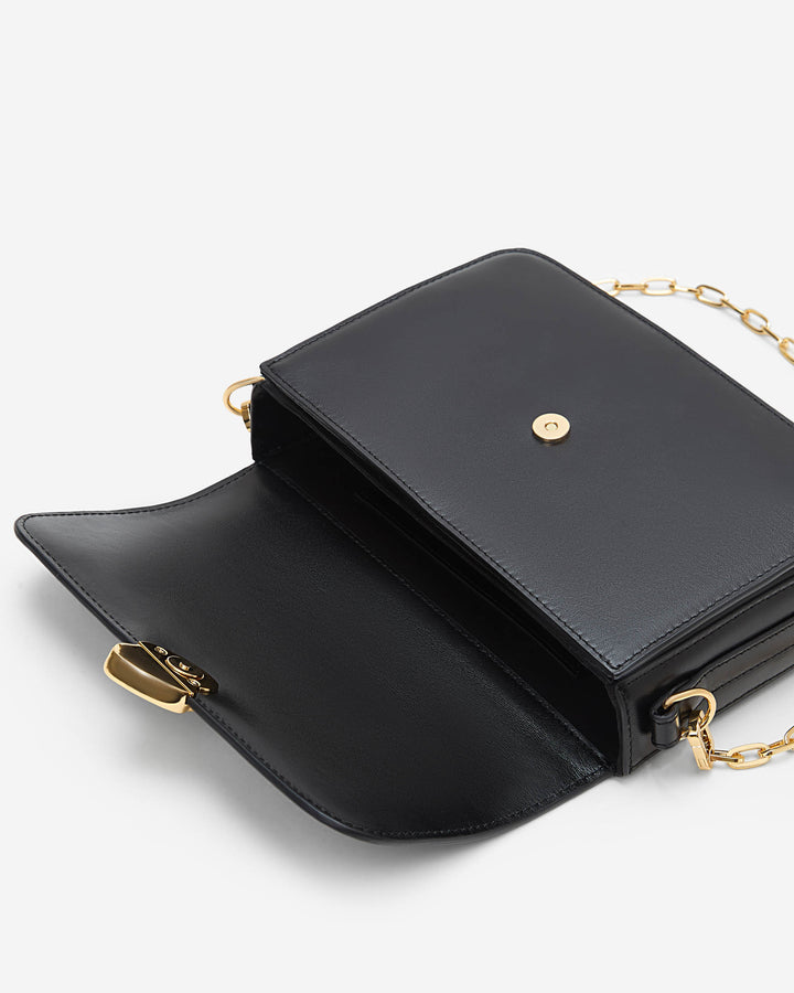 Sac bandoulière en cuir de vachette noir Le jules