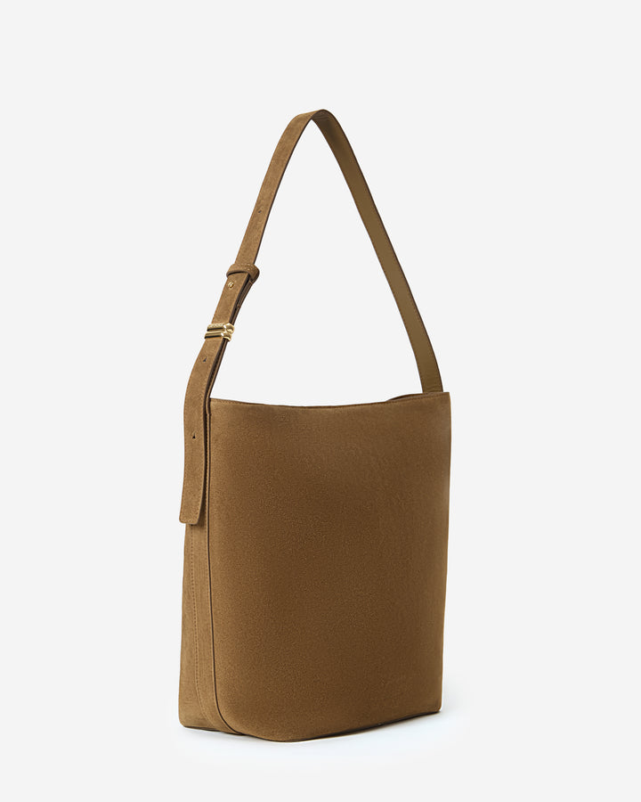 Sac seau en cuir de vachette camel Le come