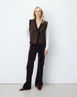Sleeveless faux-shearling vest chocolat Anya