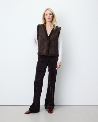 Sleeveless faux-shearling vest chocolat Anya