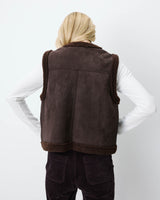 Sleeveless faux-shearling vest chocolat Anya