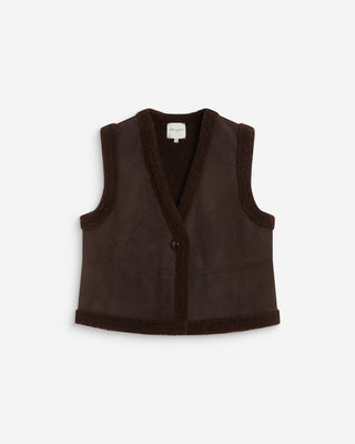 Sleeveless faux-shearling vest chocolat Anya