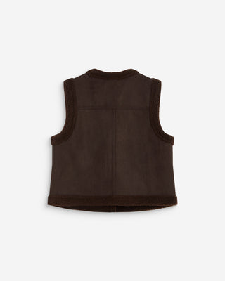 Sleeveless faux-shearling vest chocolat Anya