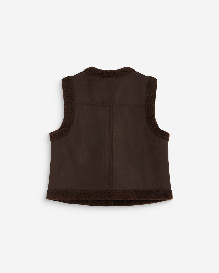 Sleeveless faux-shearling vest chocolat Anya