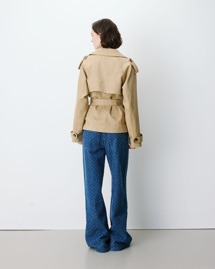 Gabardina corta con cinturón coffee Ashley