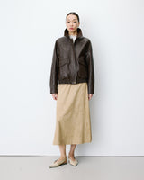 Chaqueta biker oversize de polipiel chocolat Axel