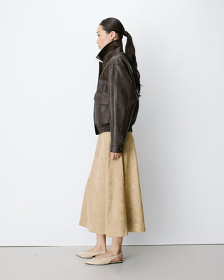Chaqueta biker oversize de polipiel chocolat Axel