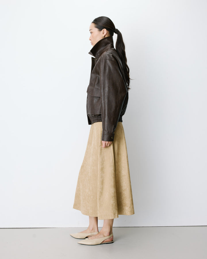 Chaqueta biker oversize de polipiel chocolat Axel
