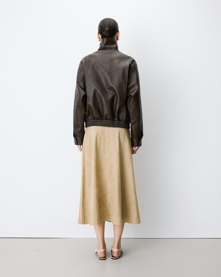 Chaqueta biker oversize de polipiel chocolat Axel