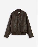 Chaqueta biker oversize de polipiel chocolat Axel