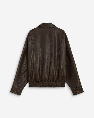 Chaqueta biker oversize de polipiel chocolat Axel