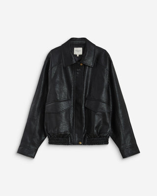 Blouson oversize similicuir à poches noir Axel