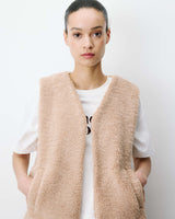Veste sans manches en fausse shearling beige Avery