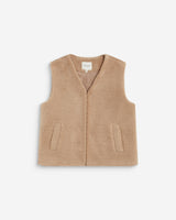Veste sans manches en fausse shearling beige Avery