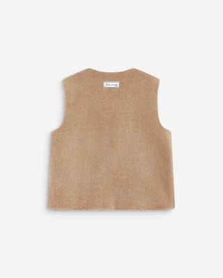 Veste sans manches en fausse shearling beige Avery