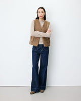 Veste sans manches en fausse shearling taupe Avery