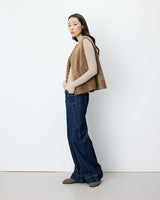 Veste sans manches en fausse shearling taupe Avery