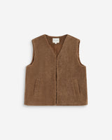 Veste sans manches en fausse shearling taupe Avery