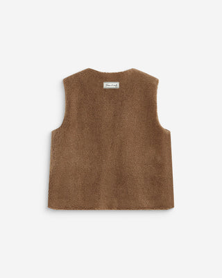 Veste sans manches en fausse shearling taupe Avery