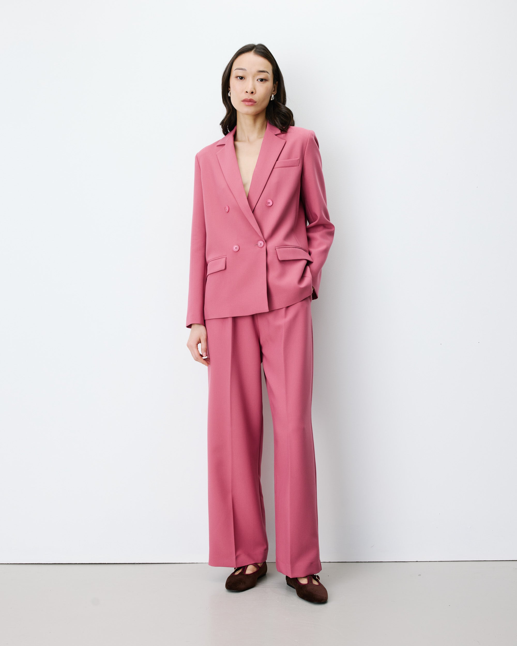 Double-breasted blazer blush Noix